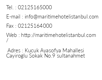 Maritime Hotel stanbul iletiim bilgileri